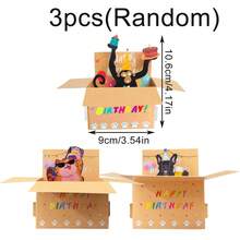 3张3D立体趣味生日贺卡，猴子、猫、狗图案，趣味十足，附赠信封，适合送给女性、妻子、母亲等。猫咪主题3D立体生日贺卡，趣味3D生日贺卡。 - 彩色 - 查看 11