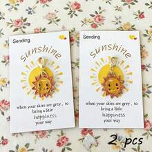1/2/5pcs Set Energetic Sun Keychain, Mini Bag Charm Accessory, Comes With Motivational Sun Card, Suitable As Encouragement Gift For Family, Friends, Colleagues And Employees, Also A Gift Full Of Energy - Multicolor - View 4