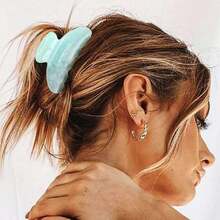 Acrylic Claw Clips Pink Hair Clips Cute Hair Claw Barrettes Medium Nonslip Hair Claw Hair Accessories For Women And Girls (Pack Of 2) (F-Dark Pink&Sky Blue),39848890 - 藍色 - 查看 5