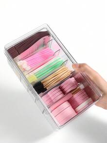 One Piece Transparent Portable Eyelash Extension And Storage Box With Lid - Dustproof Makeup ToolsStorage Box, Storage Box For Jewelry Hair Accessories And Small Items, Portable Storage Organizer, Ideal For Beauty Products, Cosmetics Storage Box - 透明 - 查看 2