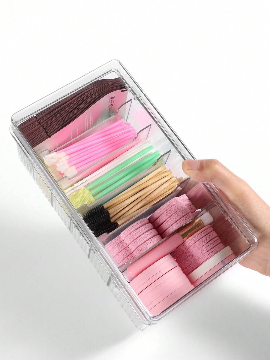 One Piece Transparent Portable Eyelash Extension And Storage Box With Lid - Dustproof Makeup ToolsStorage Box, Storage Box For Jewelry Hair Accessories And Small Items, Portable Storage Organizer, Ideal For Beauty Products, Cosmetics Storage Box