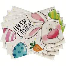 1/2/4/6/8/300 Pcs Luxury Placemat Set, Featuring Modern Minimalist Easter Bunny Pattern Design. Size: 12*18 Inches/30*45 Cm, Multiple Patterns Available, Suitable For Easter Dining And Home Decor. - Multicolor - View 15