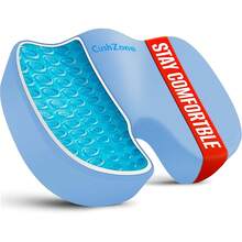 Office Chair Seat Cushion, Cooling Gel Enhanced Memory Foam Cushion For Long Sitting - Back, Sciatica, Coccyx, Tailbone   Pillow - For Office, Gaming, Car, Wheelchair - Black, Large - Light Blue - 查看 2