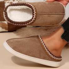 Winter Warm Slippers For Womens Solid Color House Shoes Plush Lining Soft Sole Cotton Fuzzy Slippers Bedroom Slippers Indoor Outdoor - 杏色 - 查看 4