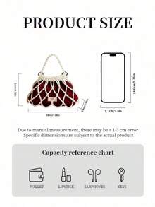 Gucci Designer Original Half-Moon Bag - Handmade Red Crossbody Bag With Detachable Pearl Strap, Unique DIY Style Clutch Suitable For Special Occasions And Weddings - Ankola Red Pearl Perfume - View 5