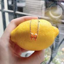 Luxury "White Moonlight" Monogram H Necklace, Fade-Resistant Minimalist Initial Design, Elegant Dainty Collar Chain For Women - Multicolor - View 8