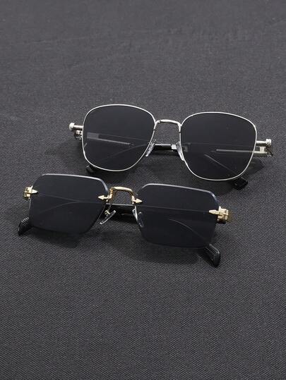 2副多色铜框几何男士眼镜组合，适合日常生活、音乐节、热带海滩度假、约会等场合的时尚配饰