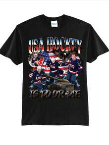 USA Hockey Shirt For Fans Women's And Men's - 黑色 - 查看 1