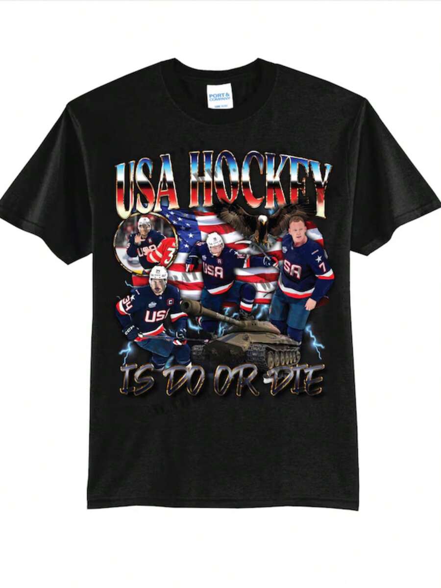 USA Hockey Shirt For Fans Women's And Men's - 黑色 - 查看 1