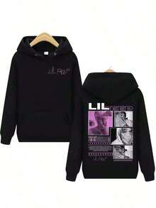 Rapper Lils Peep Merch Hoodies Harajuku Hop Music Hooded Sweatshirts Men Women Clothing Fashion  Oversized Puls Sweatshirts For Women Hoodies For Men Black Hoodie For Women Men's Hoodie Sweatshirts For Men - 黑色 - 查看 5