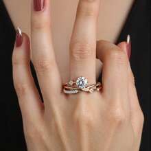 1枚奢华时尚优雅可调节宇宙星空开口戒指，女士珠宝，订婚/结婚礼物，几何戒指，日常佩戴 - 彩色 - 查看 9