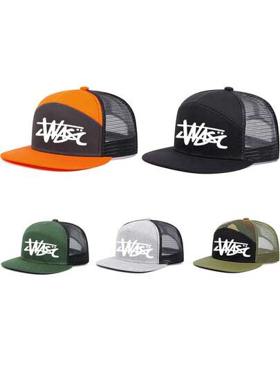 1pc Solid Color Letter Print Baseball Cap, Polyester Trucker Hat, Versatile Daily Wear, Suitable Gift For Family, Friends, Boyfriend/Girlfriend, Christmas, Mother's Day, Father's Day, Teacher's Day, Birthday