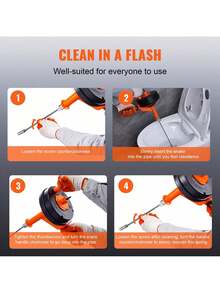 Drain Auger 25Ft, Plumbing Snake With Drill Attachment, Plumbers Snake Drain Clog Remover For Kitchen Bathroom Shower Sink With Protective Hose And Gloves - Orange - View 5