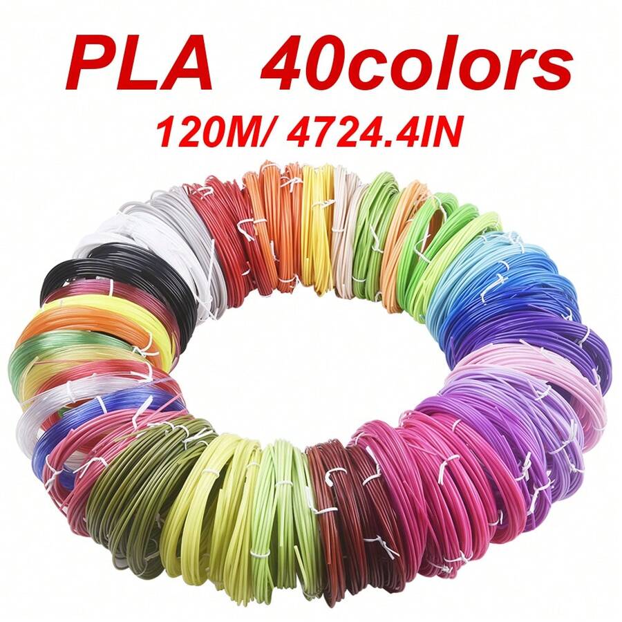 Filament PLA pentru imprimare 3D, 3 m * 40 de culori, lungime totală 47-24,41 inci, reîncărcare pentru stilou de imprimare 3D, desen DIY Doodle, cel mai bun cadou pentru ziua de naștere, Halloween, Crăciun, Ziua Recunoștinței pentru bărbați și femei