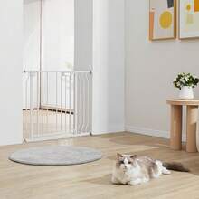 Baby Gate, 29.5"-39" Extra Wide, 30" High, Dog Gate For Stairs Doorways And House, Easy Step Walk Thru Auto Close Child Gate Pet Security Gate With Pressure Mount Kit And Wall Mount Kit - 白色 - 查看 1
