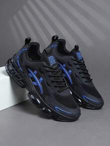 Men's Shoes Stylish Men Sports Shoes Lace-Up Shoes Men's Sneakers Personalized Black Street Casual Shoes - dark blue - View 1