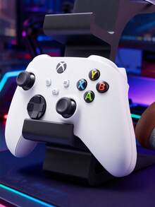 Minimalist Matte White Handle Headphone Stand, Desktop Holder, Aesthetic Handle Headphone Base, Universal 3-Tier Handle Stand And Headphone Stand, Gaming Accessories Compatible With PlayStation4/5 DualSense, X1-Box Series X/S And Headphone Stand, Layered Minimalist Design, Stable Base, Raised Platform. - Multicolor - View 9