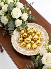 8pcs Shiny Gold Refillable Plastic Easter Eggs, Suitable For Easter Egg Hunt Parties, Gift Boxes, Classroom Rewards, Stuffing Gifts - Multicolor - View 7