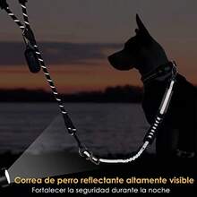 SlowTon Correa para Perros Resistente 1.5m, 4 en 1 Entrenamiento Correas & Cinturn de  de Coche Reflectantes para Perro Grandes Medianos conCmodo Mango Acolchado, Incluye Dispensador - azul - Ver 6