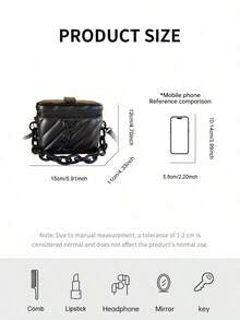 Yves Saint Laurent Black Quilted One Shoulder Bag, Chain Crossbody Bag, Large Capacity, Fashionable Gift For Valentine's Day (Everyday/Party) - Black - View 8