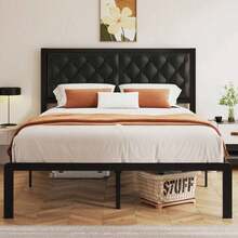 /Full/Twin Bed Frame With Tufted Headboard Metal Platform Bed Frame With Under-Bed Storage,All Metal Support System,No Box Spring Needed,Noise-,Easy Assembly - 黑色 - 查看 2