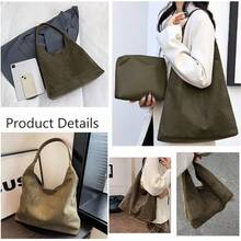 Bolso de Hombro para Mujer,Bolso de Mano de Gamuza para Mujer Con Cremallera Y Bolsillos, Suede Bags for Women, Bolso Bandolera De Gran Capacidad, Bolsos Retro para Diario Oficina,Viajes - Blanco - Ver 7