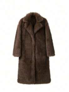 Winter New Lazy Wind Fox Fur Coat Imitation Fur Brown Long Street Women's Coat - 棕色 - 查看 5