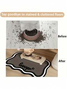 Customizable Quick-Drying Pet Feeding Mat, Can Print Pet Name - Splash-Proof, Absorbent, Easy To Clean Design, Paw Print Pattern, Suitable For Cats And Dogs, Washable, Perfect Gift For Pet Owners. Pet Feeding Mat, Pet Food Mat, Fun Design, Durable Pet Pad, Dog Mat, Cat Food Mat, Dog Food Mat, Dog Nap Mat, Dog Bowl Mat, Lunch Mat, Cat Food Mat, Dog Food Mat, Absorbent Pet Feeding Mat - Multicolor - View 5