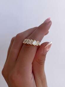 1 chiếc nhẫn bạc 925 cao cấp nhiều tầng đính đá Cubic Zirconia, hoàn hảo cho các sự kiện trang trọng, tiệc tùng và các dịp khác, món quà trang sức tinh tế dành cho phụ nữ. - Vàng - Xem 3