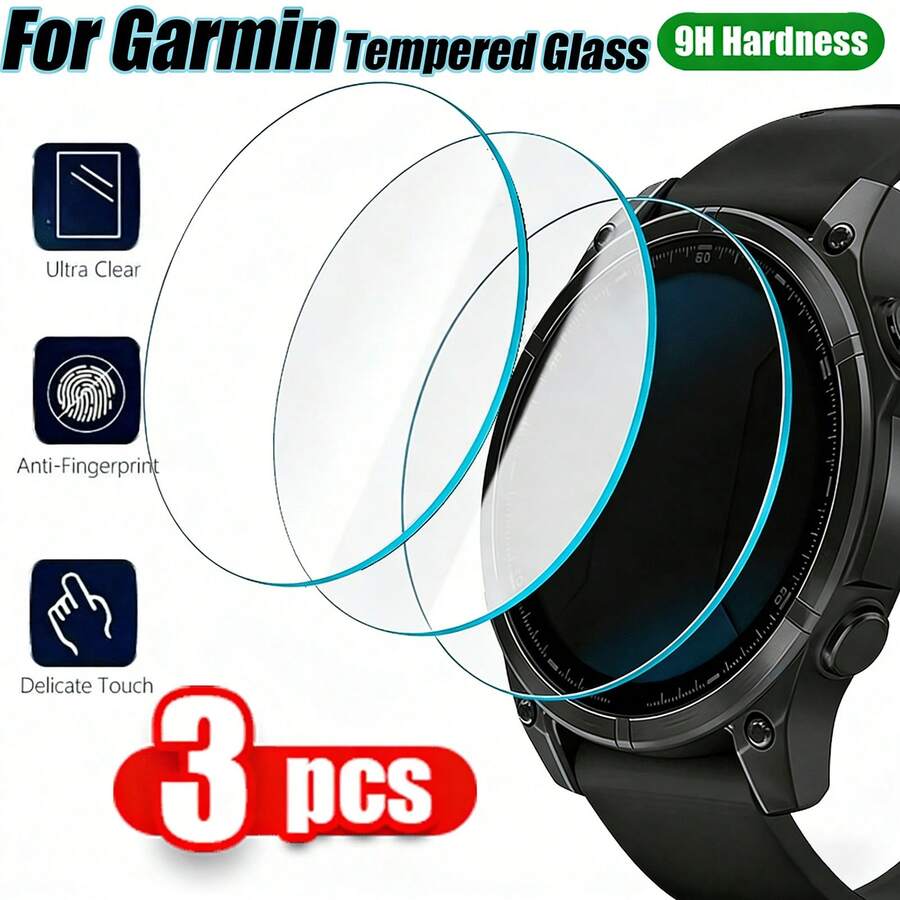 3pcs Ultra-Clear Tempered Glass Screen Protector, Compatible With Garmin Fenix 7/7X/7S Series | Bubble-Free, 9H Hardness, Scratch-Resistant - 3PCS - View 1