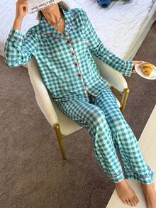 Disney Stitch Print Patchwork Pajama Set - Multicolor - View 4