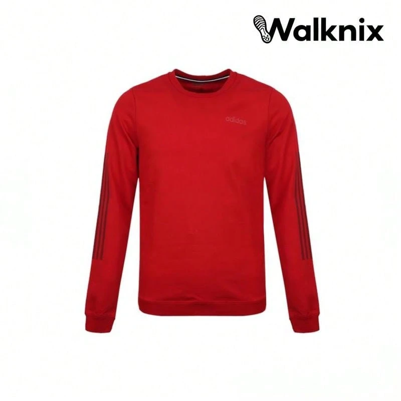 Adidas Neo M Ce 3S Swt Round Neck Pullover Striped Sweatshirt Red Sweatshirt Men - MultiWarna - View 1