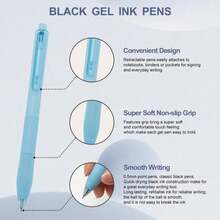 Linbsunne Gel Pens Black Ink Pens For Office 0.5mm Fine Point Pens Smooth Writing Retractable Work Pen (Macaron 12 Pcs) - ColorC - 查看 3