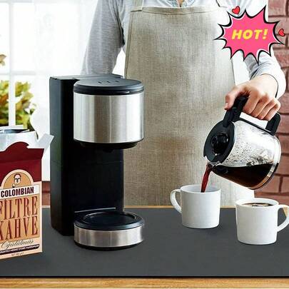 1个超强吸水硅胶杯垫 - 灰色简约优雅设计，多种尺寸可选，满足不同需求。厨房台面餐具沥水垫，防滑橡胶底，耐热，适用于碗碟。咖啡吧配件，用于擦干餐具，保护台面免受咖啡或餐食准备过程中产生的污渍。