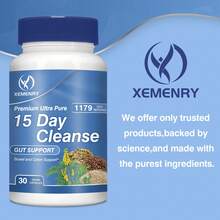 XEMENRY 15 Day Cleanse 1179mg - Colon Cleanse, Nutrient Absorption, Intestinal Health, Promotes Regular Bowel Movements, With Cascara Sagrada & Psyllium Husk - 30pcs - 30 Capsules(30粒) - 查看 3