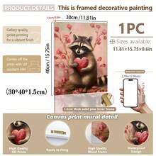 1幅帆布墙画 - 浣熊 | 情人节墙画，粉色情人节装饰，可爱浣熊礼物，俏皮爱心图案，心形绘画可打印模板 | 爱心礼物，艺术印刷品，迷人房间装饰，儿童房装饰 - 婴儿用品_ 带框婴儿房墙画，完美适用于游戏室装饰、婴儿房装饰、育儿室装饰、幼儿园装饰、男孩房装饰、女孩卧室装饰 - 彩色 - 查看 20