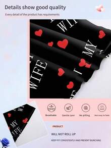 Calzoncillos bóxer con estampado de labios rojos para hombre, 1 pieza, tejido de poliéster suave y transpirable, elasticidad media, ropa interior cómoda para casa, deportes, running, ideal como regalo de San Valentín. - Negro - Ver 5