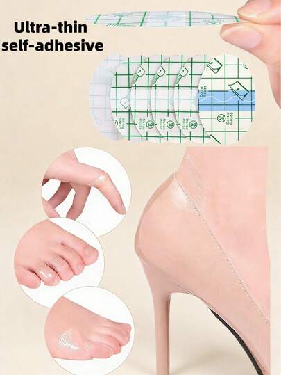 100/60/40/20/10 片装一次性化妆盘，超薄自粘化妆盘；一次性足部防摩擦保护贴，隐形超薄粘性足部防摩擦保护贴，适用于各种鞋型，自粘防摩擦。