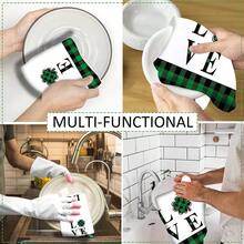 2/4条三叶草图案抹布，是圣帕特里克节礼物、装饰品的完美之选。超强吸水超细纤维材质，现代时尚，适用于烹饪、烘焙、洗碗、清洁，也可作手巾、茶巾使用。柔软且吸水性强，是厨房装饰的理想之选，也是送给邻居、妈妈、朋友的生日礼物、乔迁之喜的佳品，厨房必备，日常用品。 - 彩色 - 查看 11