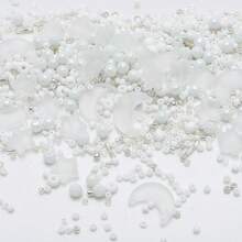 32g 10pcs Moon Beads, 10pcs Star Beads, Mixed Star & Moon Pendant Beads Set, 6mm Ceramic White & Light Crystal Glass Beads