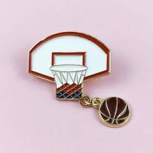 Cartoon Personality Basketball Hoop Metal Brooch, Ins Creative Basketball-Shaped Men's Bag Accessory Badge - XZ4129 - View 3