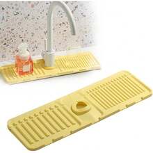 2-In-1 Absorbent Silicone Mat, Kitchen Sink Mat, Custom Fit For All Faucets, Kitchen Sink Mat (Gray) - Yellow - View 9