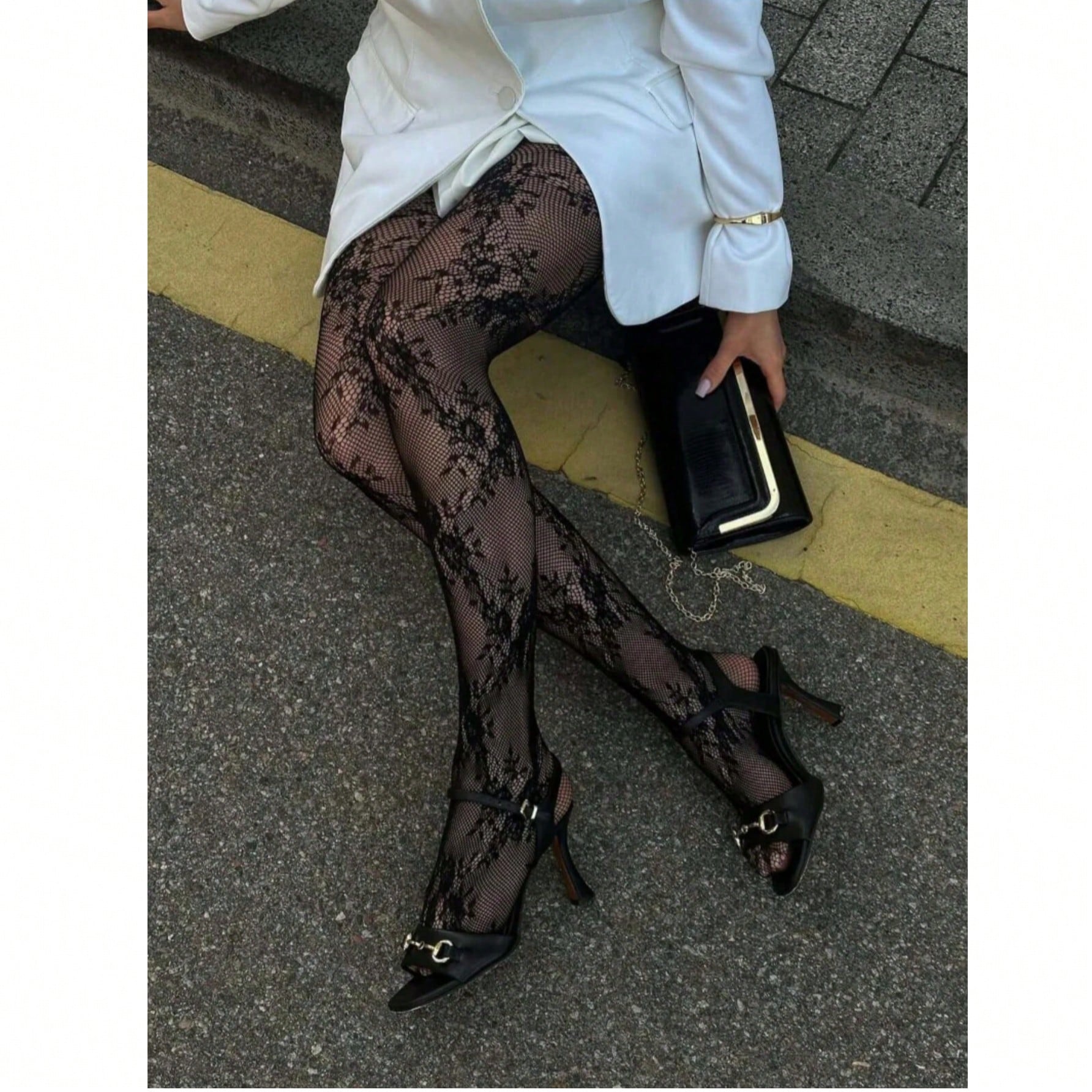 1 Pair Women’s Floral Lace Pantyhose/Thigh High Socks, Fishnet Stockings, High Waist Slimming Tight Style, Plus Size, Suitable For Dresses In Various Occasions, Great Christmas Gift