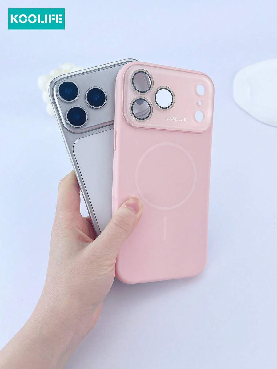 1个液态硅胶镜头保护大视窗手机壳，带纤薄磁环，纯色简约TPU软壳，内置镜头膜和凸起镜头保护，防震，兼容 17/17 Pro/17 Pro Max - 粉色 - 查看 1