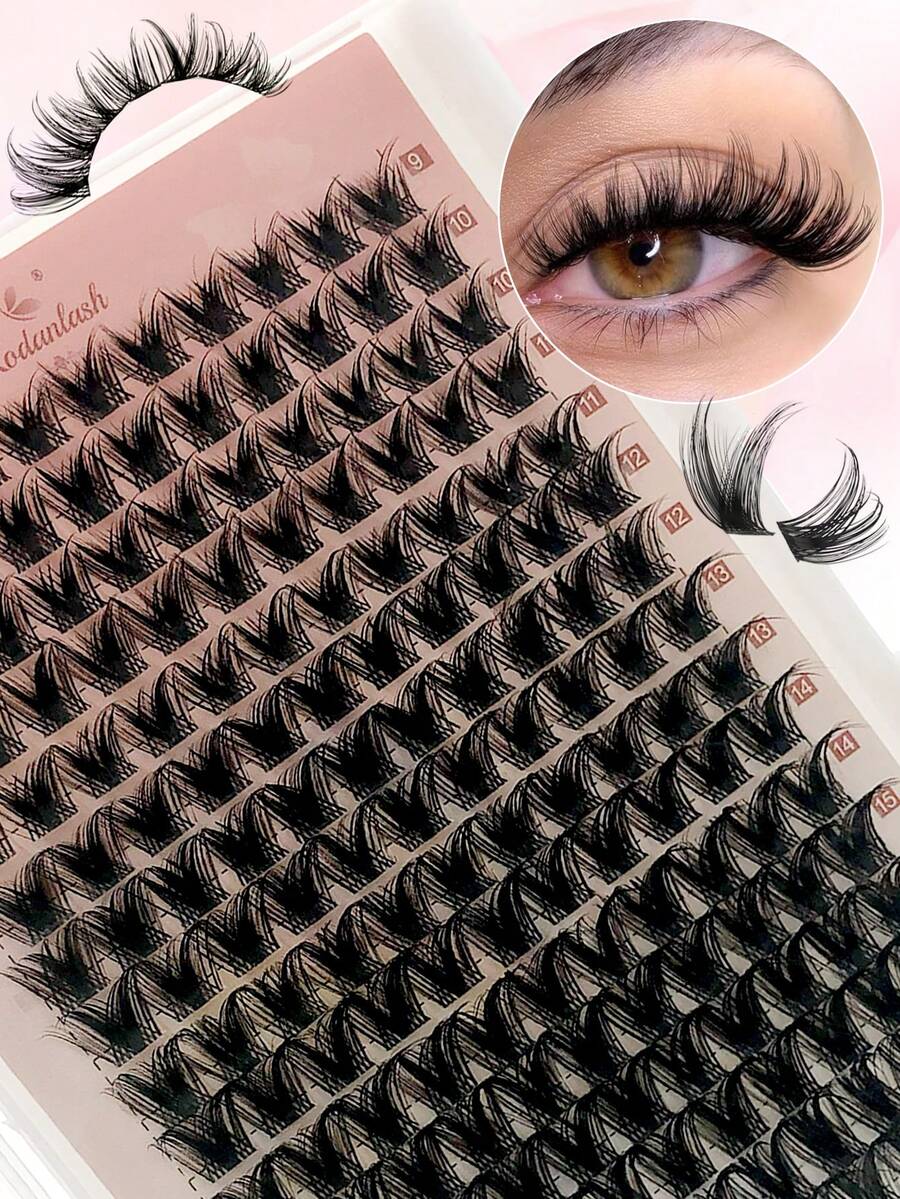 D Curl 176 PCS Lash Clusters Wispy Cluster Eyelash Extensions Puffy Individual Lashes 9-16mm Waterproof Natural Lash Extension DIY Cluster Lashes With Soft Thin Band - D - Xem 1