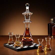Connoisseur Creations Glass Chess Decanter And Rook Glasses With Chessboard Base - 1 - View 2