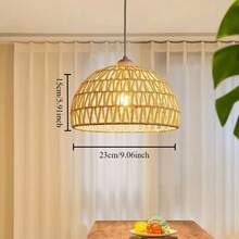 1pc Bohemian Style Paper Rope Lampshade, Rustic Hanging Lamp Shade, Woven Paper Rope Basket Ceiling Light Shade, DIY Pendant Light Shade, Suitable For Living Room, Kitchen Island, Dining Room Decor, Unique Home Decor Lampshade (Lamp Cord And Lamp Base Not Included) - Multicolor - View 2