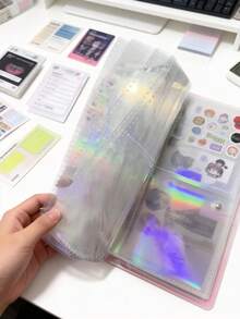 10入裝 A5 亮粉補充包：透明亮粉蝴蝶設計，雷射效果系列，活頁筆記本補充頁，PP材質製成。適用於貼紙書、日記本、活頁夾、相簿、卡片簿和貼紙收納袋。 - 白色 - 查看 6