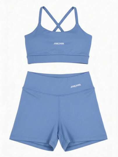 Conjunto JinkingStore Fitness de Academia Esportivo Top e Shorts Feminino