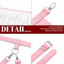 Cowgirl Fringe Belt Black Tassel Belts Cowgirl Accessories Leather Harness Waist Costume Accessory For Women - 粉色 - 查看 5